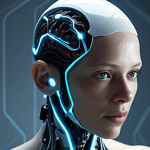 **Image Prompt 1:** A human figure with seamlessly integrated, subtly glowing cybernetic enhancements and a brain-computer interface. The setting is modern and sleek, blurring the lines between organic and technological, reflecting the posthuman evolution and the concept of an "upgraded" body. Emphasize both functionality and the uncanny.