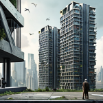 **Prompt:** A stark visual representation of wealth inequality in a posthuman future. On one side, sleek, futuristic skyscrapers with genetically enhanced individuals enjoying extended lifespans and advanced technology. On the other, dilapidated housing with individuals struggling with poverty, limited access to healthcare, and shorter lifespans. The image should evoke a sense of social division and the widening gap between the haves and have-nots. Use a dramatic, contrasting color palette.