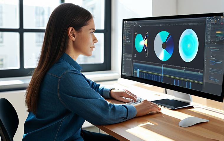 A professional female graphic designer, in a modest business casual outfit, sitting at a sleek desk in a minimalist, sunlit creative studio. She is collaborating with an advanced AI displayed as a holographic interface, which assists her in refining a complex digital art piece on a large screen. The scene emphasizes seamless human-machine synergy and creativity. The studio features modern ergonomic furniture and subtle tech accents. fully clothed, appropriate attire, safe for work, professional, perfect anatomy, correct proportions, natural pose, well-formed hands, proper finger count, natural body proportions, high quality professional photography.