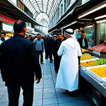 포스트휴머니즘의 철학적 접근 방식 - Augmented Humanity**

"A diverse group of people in a bustling, futuristic Istanbul marketplace, som...